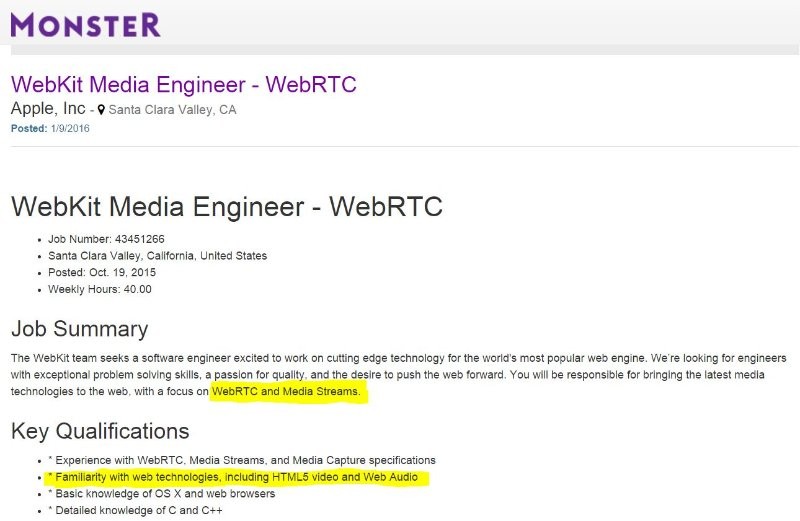 Apple hiring for latest media engineers